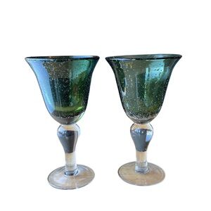 Iris Green Bubble Water Goblet - Set of 2